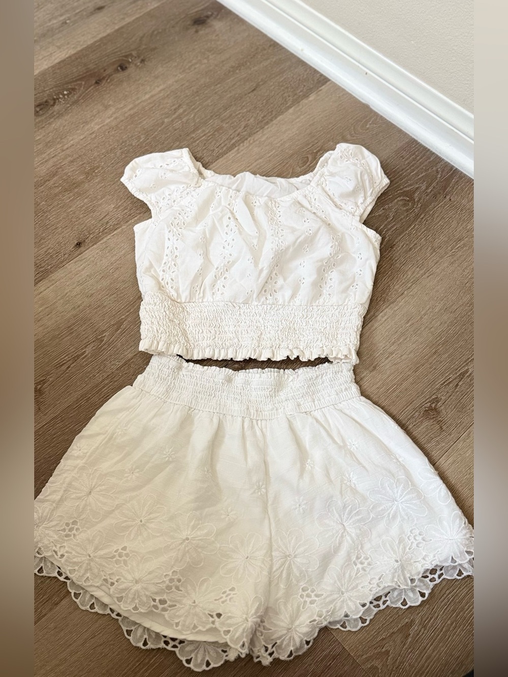 Abercrombie Girls White Eyelet Two-Piece Dress Set